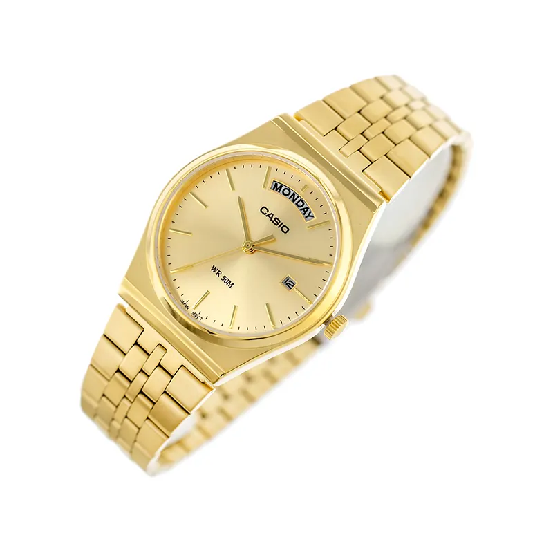 Casio Japan Enticer Champagne Dial Day-Date Men's Watch- MTP-B146G-9AV